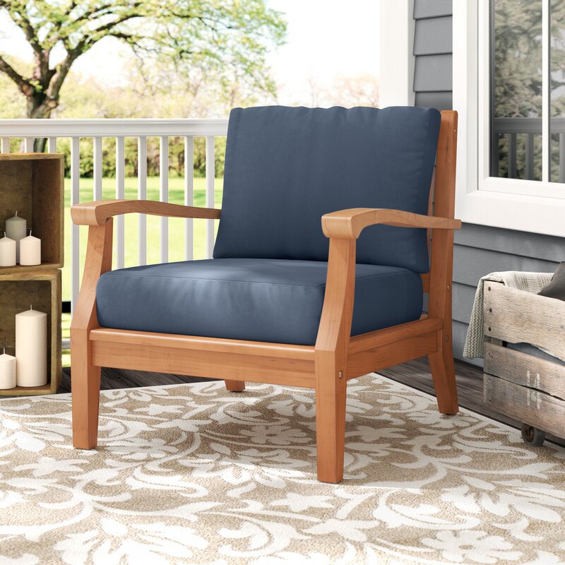 Forever Patio Miramar Teak Patio Chair with Sunbrella Cushions